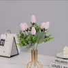 Jardín de flores pequeño de simulación parterre de flores paisajismo ingeniería material de flor 7 capullos de rosa decoración de mesa de comedor flor flor artificial