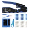 Kit de Ferramentas de Crimpagem RJ45 de Sete Andares Passante Ethernet Crimper Cat5e Cat6 Conector Modular Reparo de Rede Azul