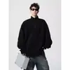 Sudadera con cremallera a media altura de diseño deconstruido estilo americano para hombre, nueva marca de moda con una sudadera tipo chaqueta holgada de alta gama, genial y casual