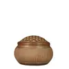 Incensário de bambu com padrão de malha de cobre puro com tampa, incensário de fundo plano para uso doméstico, presente, ornamento decorativo, latão antigo de sândalo