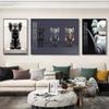 Pintura Decorativa de Sala de Estar Kaws Tendência de Luxo Leve Estatueta Vila Sésamo Pintura para Pendurar na Parede de Fundo do Sofá Urso Violento Mural de Cabeceira