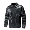 Chaqueta de Cuero PU de Color Puro Retro con Cuello Alto para Hombre Estilo Pareja de Gama Alta Chaqueta para Hombre y Mujer Chaqueta de Motociclista Holgada Chaqueta de Cuero Holgada