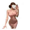 Lencería sexy con un atractivo puro y seductor, vestido de encaje hueco con cuello halter, ropa de mujer con diseño de espalda descubierta, vestido bodycon ajustado y que realza la figura