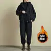 Comercio Exterior Nuevo Invierno Terciopelo Engrosado Talla Grande Traje Sudadera con Capucha para Mujer Pantalones Harem Conjunto de Dos Piezas