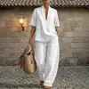 Transfronterizo Europeo y Americano 2026 Amazon Primavera Ropa de Mujer Verano Holgado Casual Color Sólido Cómodo Minimalista Mezclilla Conjunto de Dos Piezas