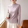 Camiseta térmica de cuello medio para mujer, top térmico cálido para mujer, estilo otoño, color liso, manga larga, corte ajustado, versátil
