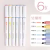 Deli Resaltador de Color Macaron de 6 Colores Fila Ligera Oficina Estudiante Universal Varilla Redonda Llamativo Marcador Clave