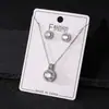 Conjunto de Pendientes Redondos y Collar Populares de Cobre y Circonia Transfronterizo, Joyería Femenina de Lujo Ligero de Nicho a la Moda