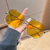 Gafas de sol retro con montura grande, doble haz y antiluz azul, cuadradas, con montura inferior, para mujer, para sesiones de fotos callejeras de celebridades online