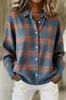 Tienda independiente de Amazon transfronteriza europea y americana para mujer, casual, corte holgado, otoño e invierno, a cuadros, manga larga, con cuello, suéter cárdigan