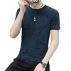 Camiseta Masculina Fina de Seda de Gelo de Alta Qualidade, Camiseta Esportiva Moderna de Corte Justo, Nova Blusa de Meia-Manga para o Verão