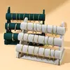Tecido Flocado Três Camadas Suporte de Exibição de Pulseira Elástico de Cabelo Presilha de Cabelo Pulseira Contas Cabide de Joias Suporte para Relógio Barraquinha de Exibição de Pulseiras Adereços