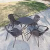 Mesas e Cadeiras de Exterior para Pátio, Varanda, Áreas de Lazer, Conjunto de Três Peças para Loja de Chá com Leite, Combinação Simples de Cadeira de Ferro e Rattan para Exterior