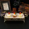 Cesta de Frutas Quadrada de Metal e Cerâmica Luxuosa Estilo Europeu com Prato, Destacável e Fácil de Limpar, Adequada para Decoração de Casa e Hotel