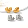 Set de Collar y Pendientes de Corazón de Amor de Acero de Titanio para Mujer, Lujo Ligero, Moda de Alta Gama, Joyería Versátil de Cadena para Clavícula, Artículo Popular Transfronterizo