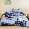 Conjunto de Roupa de Cama de Quatro Peças em Algodão Longo de Xinjiang de Alta Qualidade Estilo Desenho Animado com Bordado de Aplicação Fofo, Conjunto de Roupa de Cama com Capa de Edredom 1,2m para Menino 100% Algodão