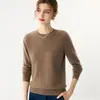 Camiseta básica de punto de cachemira, suéter de manga larga de color liso a la moda, simple y suave, cuello redondo cómodo para mujer, otoño e invierno