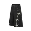 Jia Yiku 2026 Nuevos Pantalones Cortos de Mezclilla Retro Americano Color Original con Bordado de Estrella de Mar, Pantalones Cropped Personalizados de Corte Limpio