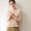 Cardigan de Punto Herbalife 25% Seda de Morera 75% Cachemir para Mujer Cuello Redondo Tejido de Trenza Holgado Prendas de Abrigo para Principios de Otoño Suéter