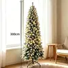 Árbol de Navidad artificial verde de PVC con luces, estilo delgado tipo pluma, decoración navideña al por mayor
