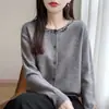 Nuevo Cárdigan de Punto con Cuello Redondo para Mujer, Chaqueta de Punto Abotonada Morada para Primavera y Otoño, Suéter Exterior con Textura de Terciopelo de Oso de Miel
