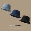 Sombrero de Pescador de Mezclilla Retro con Bordado de Letras Estilo Coreano para Mujer, Sombrilla, Protección Solar, Versátil para Exteriores, Sombrero de Pescador para Adelgazar la Cara