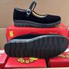 Sapatos de Tecido Antigos de Pequim para Mulheres, Sapatos de Dança Plataforma Impermeáveis Profissionais com Fivela Única, Sapatos de Tecido para Trabalho com Cano Baixo, Bico Redondo, Preto de Cano Baixo