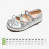 Zapatos de Cuero Snuffy para Niñas Estilo Ballet Infantil Zapatos de Princesa Plateados 2026 Otoño Nuevo Estilo Zapatos Individuales de Moda para Niños Medianos a Grandes