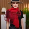 Bufanda de seda de gasa suave con lunares y bloques de color para mujer, fina y versátil para primavera y otoño, bufanda larga de moda