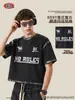 Camiseta com Estampa Salpicada de Tinta Estilo High Street Americano Masculina de Peso Pesado com Caimento Boxy Solto Retro Tendência Estilo Wasteland para Homens.