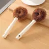 Cepillo para ollas casero hecho de fibra de coco natural, no grasoso, una herramienta mágica para lavar ollas, cepillo para lavar platos de mango largo, limpiador de tazas y ollas