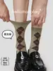 85953 Calcetines Casuales de Mujer de Punto Acolchado con Patrón Vintage, Sin Costuras, Hasta la Mitad de la Pantorrilla, Estilo Coreano, Calcetines Holgados Jk para Primavera/Verano