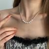 Collar de perlas con costuras y cuentas de plata rotas para mujer, estilo nicho, ligero, de lujo, estilo Y2K, para chica atractiva, dulce y moderna, cadena de clavícula de alta gama.