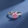 Transmisión en vivo drenaje productos de bienestar al por mayor Tongling cristal rosa diamante rosa circonita rosa simulación diamante anillo abierto