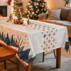 Nuevo Mantel Decorativo Navideño Transfronterizo de Amazon con Muñeco de Nieve y Reno para Mesa de Comedor en Casa, a Prueba de Polvo, Festivo