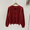 Suéter de Punto Nuevo para Otoño e Invierno con Botones de Colores Estilo Holgado Perezoso Versátil Elegante Adelgazante Cuello Corazón Suéter Pulóver para Mujer