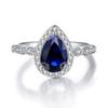 Conjunto de Anéis Estilo Europeu e Americano Tonglin para Mulheres, Prata de Lei S925 Cravejado com Zircônia Colorida em Formato de Gota d'Água, Conjunto de Anel de Noivado com Coroa de Strass