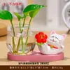 Lindo Gato de la Suerte Jarrón Hidropónico para Entrada, Aparador de Vino, Mueble de TV, Arreglo de Plantas de Escritorio de Oficina, Decoración del Hogar
