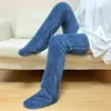 Nuevos Calcetines de Piso de Oso de Peluche Lindos y Cómodos Calcetines Largos Simples Rodilleras Calcetines Altos Cálidos Calcetines para Deportes al Aire Libre
