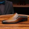 Pantuflas Estilo Coreano para Hombre de Cuero Genuino para Exterior Perezosas de Verano Huecas Transpirables de Negocios Casuales Medias Pantuflas Zapatos de Cuero de Moda