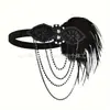 Amazon Transfronterizo 1920S Nuevo Estilo Tocado Retro Borla Pedrería Pluma Accesorios para el Cabello Pendientes Collar Actuación en Escenario