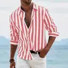 Camisa Estampada Abstrata com Arte Degradê Nova 2024 Para o Dia a Dia Primavera Verão Camisa de Manga Longa Dobrável