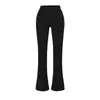 Calças Térmicas Flare de Cintura V Outono e Inverno Calças Casuais Moda Versátil Elásticas Justas Petite Menina Quente Calças Compridas
