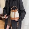 Bolso Cubo Transfronterizo 2024 Nuevo de Gama Alta Moda Bolso de Mano Estilo Boceto Textura Color de Contraste Retro Bolso de Hombro Cruzado