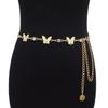 Verão Novo Estilo Feminino Casual Strass Incrustado Decorativo Fivela Borboleta Corrente de Metal Cintura Corrente com Saia Casaco em Estoque