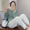 Top plisado de manga larga de 8 colores y 3 tallas, estilo japonés Rakuten, verano, nuevo, con drapeado interior y exterior