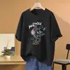 Camiseta Casual de Manga Corta 100% Algodón Puro Talla Grande Holgada para Mujer, Nuevo Estilo 2026, Oculta el Vientre, Adelgazante, Diseño de Dibujos Animados