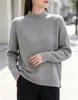 Camisa base de malha com gola semi-alta de veludo Andy de três fios para mulheres, novo suéter texturizado de manga comprida para outono e inverno, top casual