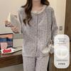 Traje de Otoño e Invierno para Niña de Comercio Exterior Pantalones de Manga Larga Pijama con Almohadilla en el Pecho Ropa para el Hogar para Mujer Color Sólido Encaje Algodón Nube