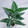 [12 Folhas de Taro Listradas] Plantas Verdes Simuladas, Flores Artificiais e Grama Artificial para Decorar a Janela da Sala de Estar, Plantas em Vasos e Decoração de Interiores